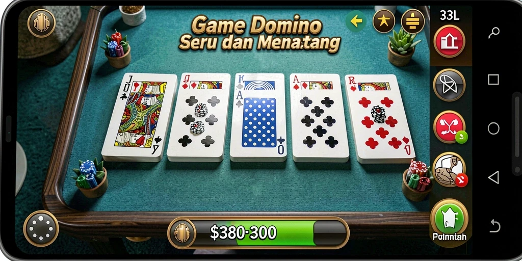 Tampilan gameplay menegangkan dalam permainan Domino 33L.