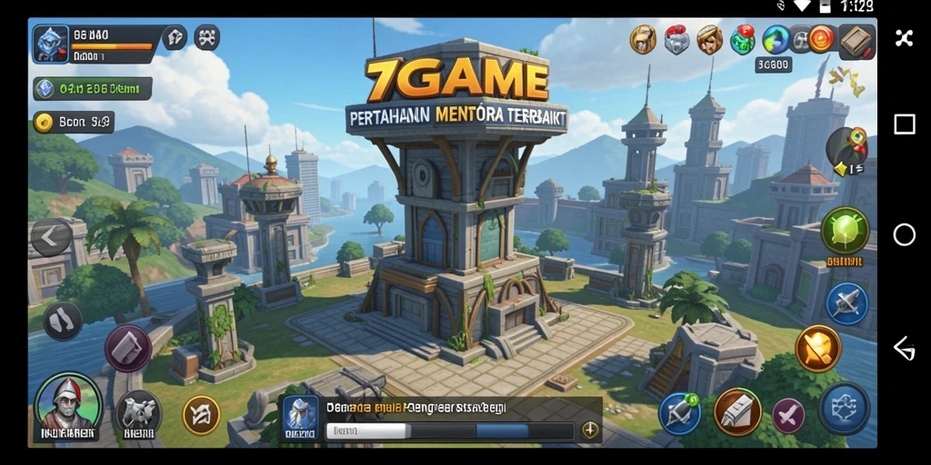 Tangkapan layar 7GAME yang menampilkan aksi pertahanan menara yang seru.