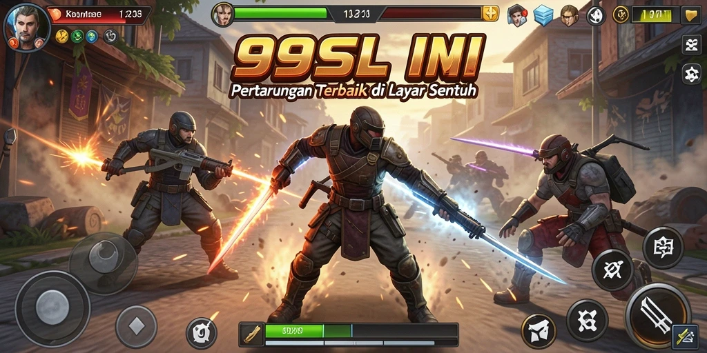 Screenshot utama 99SL menampilkan pertarungan aksi intens.