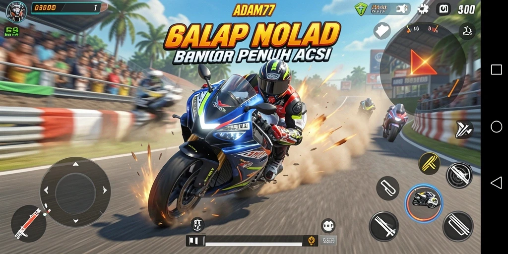 Tampilan luar biasa dari gameplay balap motor ADAM77 yang mendebarkan.