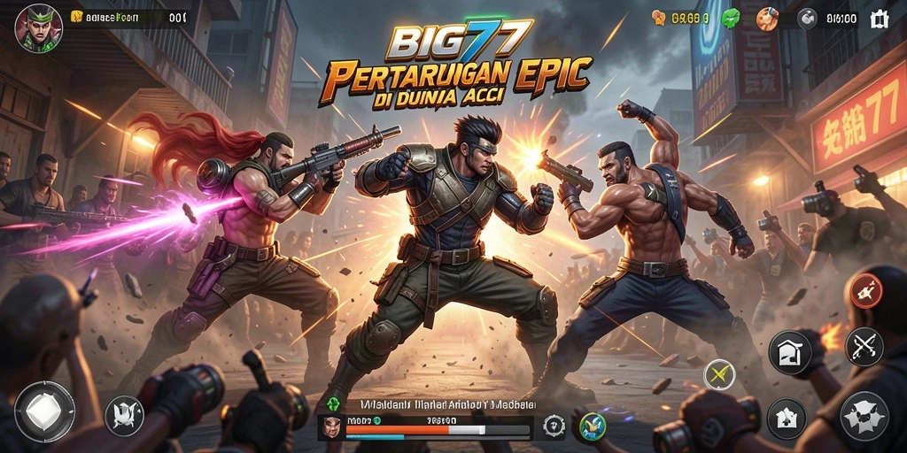 Tampilan menegangkan dari gameplay aksi yang intens di BIG77.