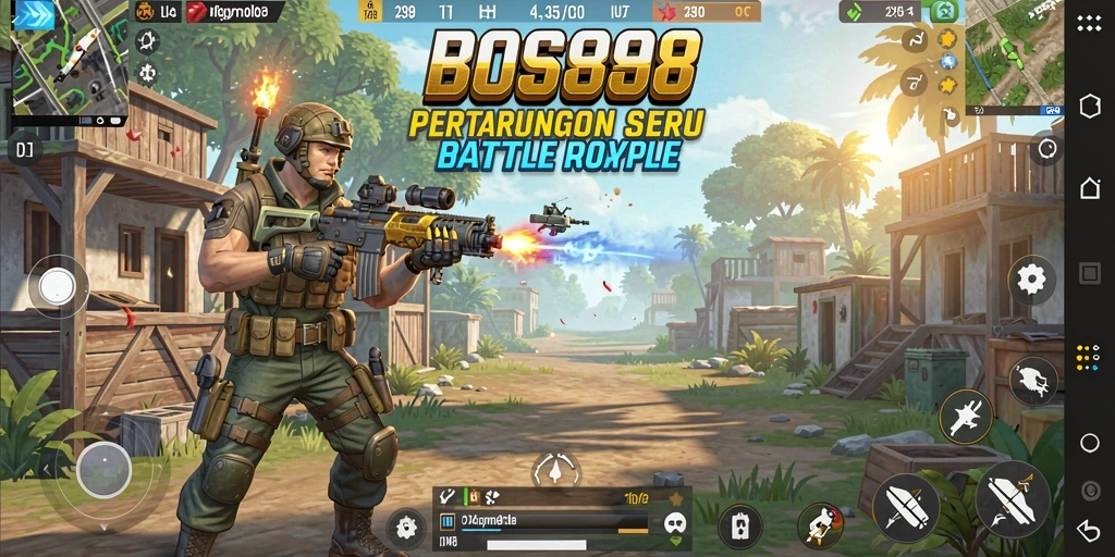 Tampilan gameplay seru dalam BOS898, menunjukkan aksi Battle Royale yang mendebarkan.