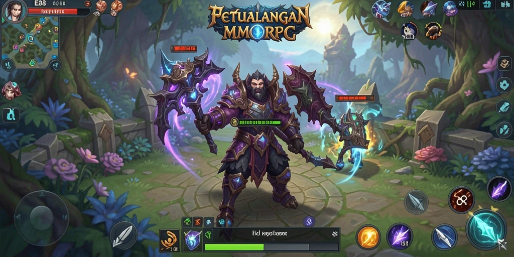 Screenshot dari gameplay E88 menampilkan pertempuran epik di dunia fantasi.