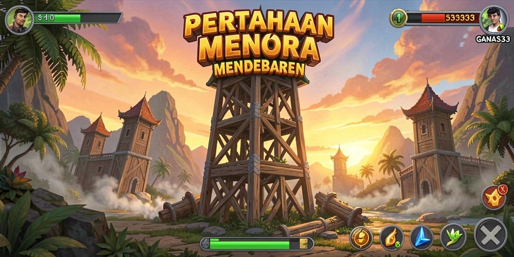 Tampilan seru gameplay Tower Defense yang menantang.