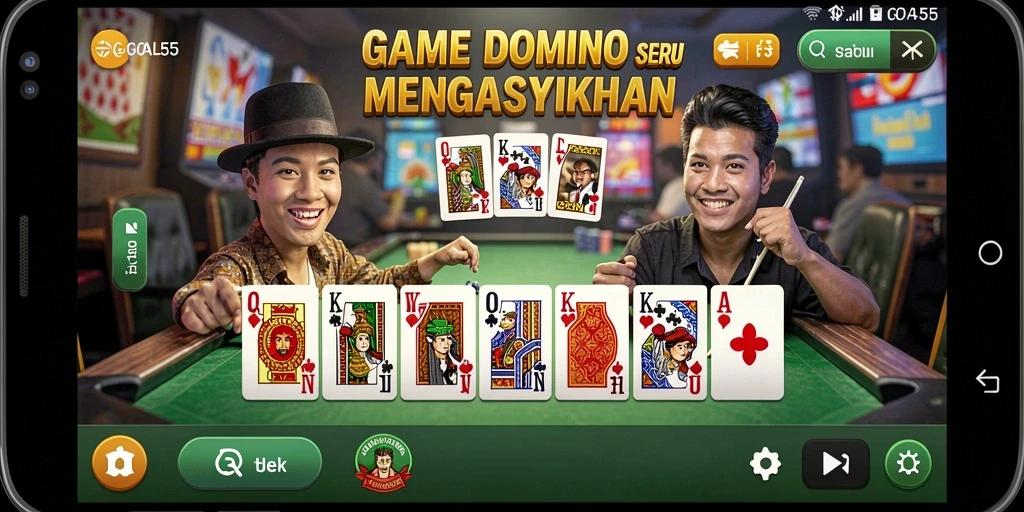Tampilan gameplay seru di GOAL55 dengan permainan domino yang menarik.