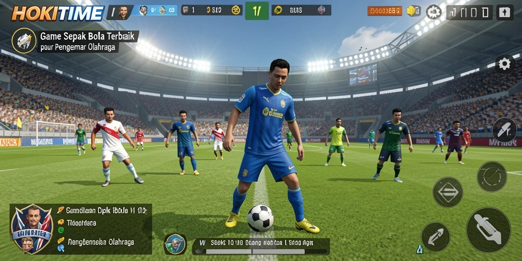 Tampilan gameplay HOKITIME yang mendebarkan menampilkan aksi sepak bola nyata.