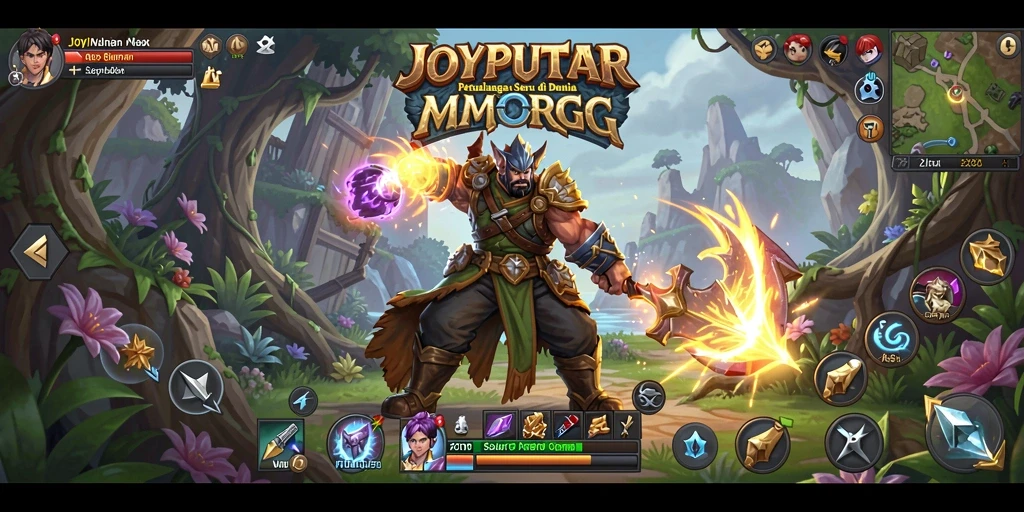 Screenshot gameplay <strong>JOYPUTAR</strong> menunjukkan pertarungan epik dan eksplorasi dunia yang menakjubkan.