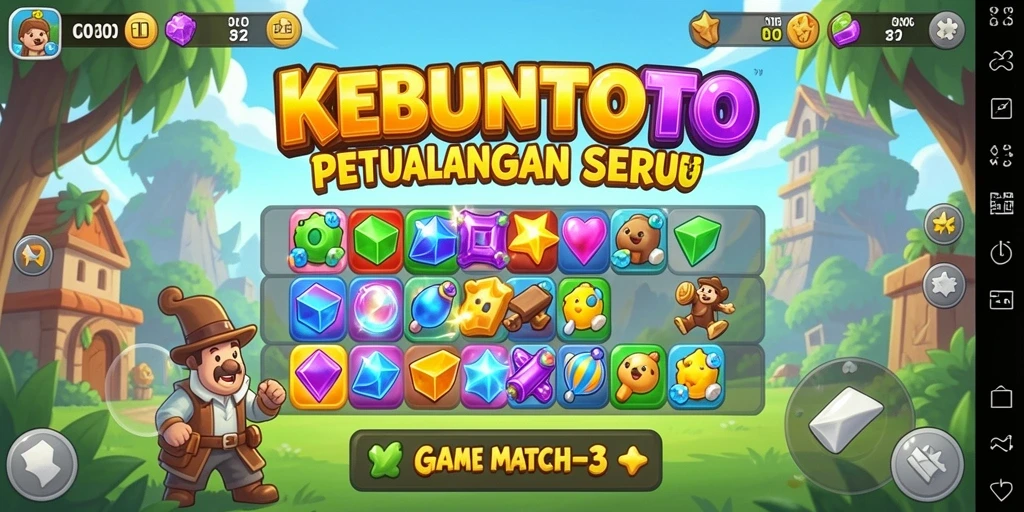Tampilan gameplay seru di KEBUNTOTO dengan kombinasi warna-warni.
