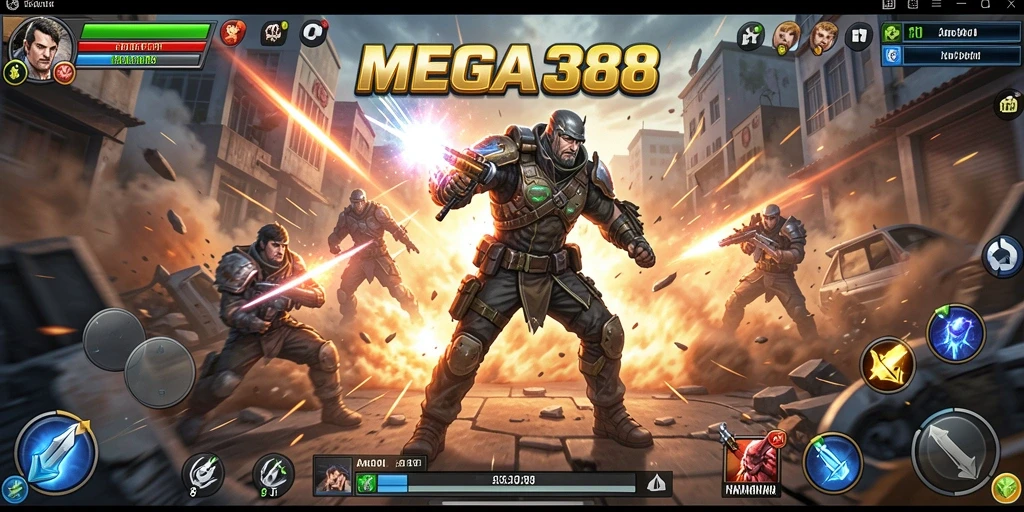 Tampilan gameplay mendebarkan dengan aksi intens di MEGA388.
