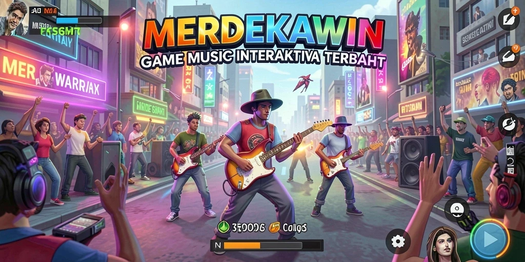 Tampilan gameplay MERDEKAWIN yang penuh warna dan interaktif.