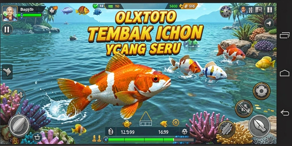 Screenshot dari permainan OLXTOTO menampilkan aksi menembak ikan yang cepat dan seru.