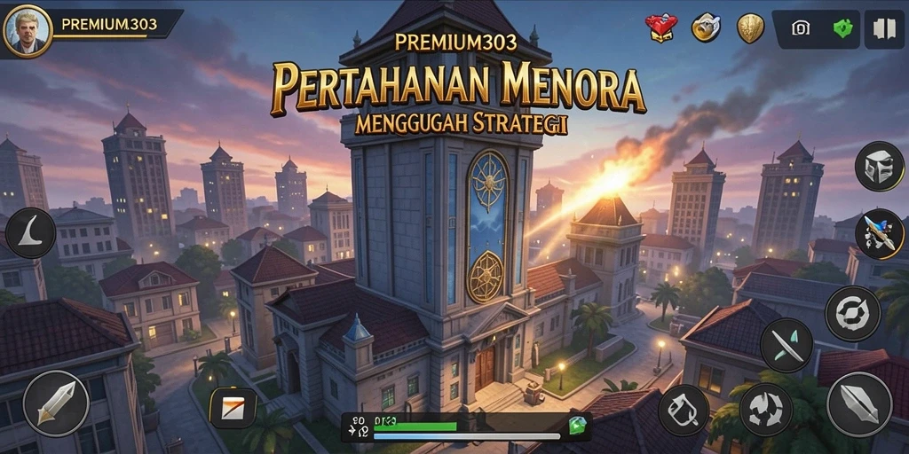 Tangkapan layar gameplay PREMIUM303 menampilkan aksi menawan dari pertahanan menara.