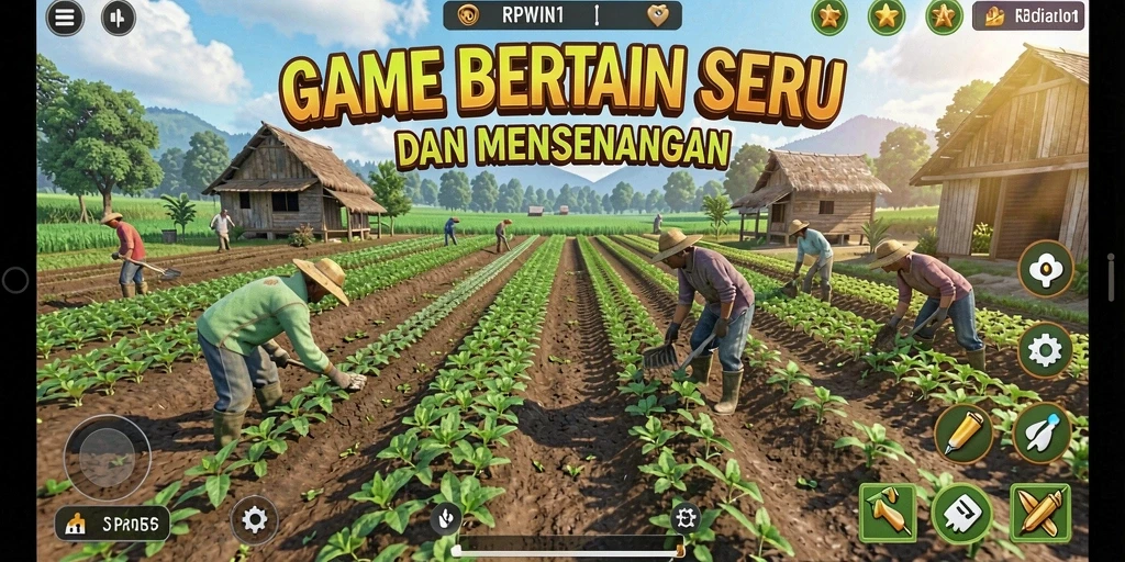 Tangkapan layar utama RPWIN1 yang menunjukkan kebun yang indah.