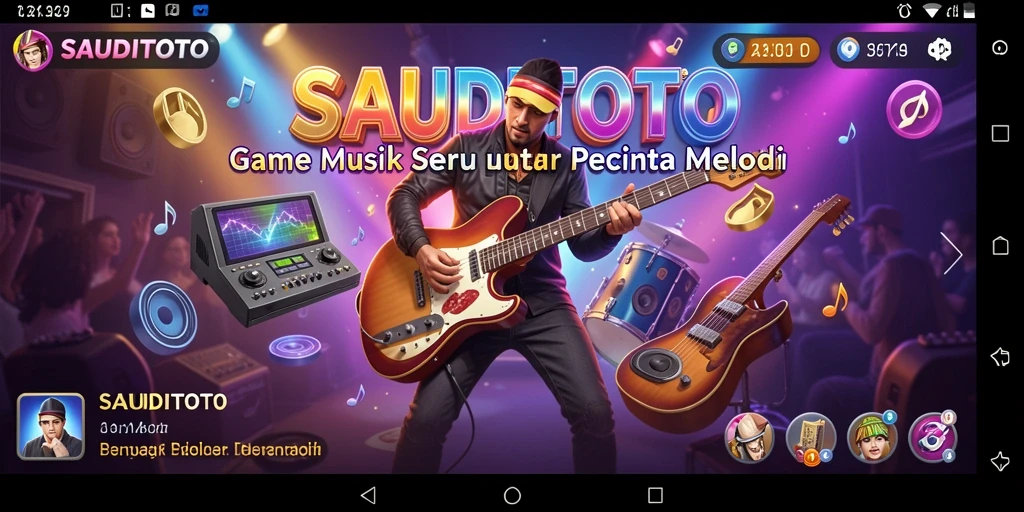 Screenshot utama SAUDITOTO menampilkan gameplay seru dengan berbagai pilihan lagu.