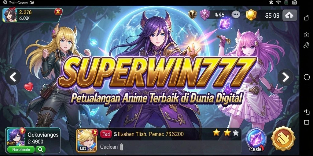 Screenshot SUPERWIN777 menampilkan aksi karakter anime yang seru dalam pertempuran.