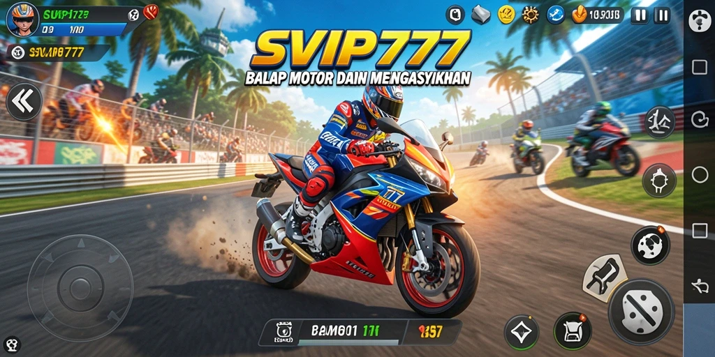 Screenshot menampilkan aksi balap motor yang mendebarkan di SVIP777.