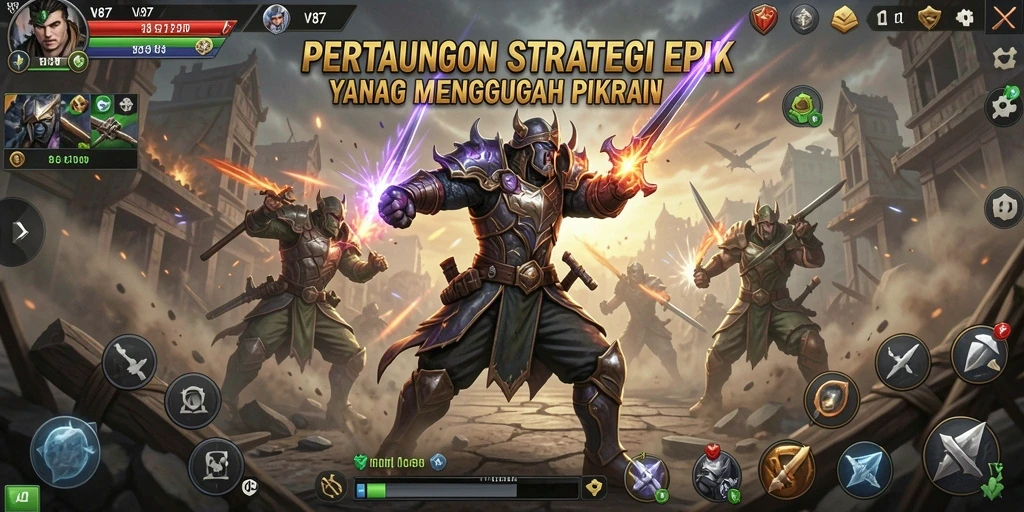 Tangkapan layar menarik dari gameplay strategi V87 saat pertempuran epik.