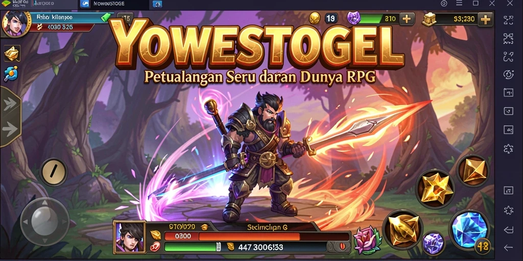 Tampilan layar game YOWESTOGEL yang penuh aksi RPG.
