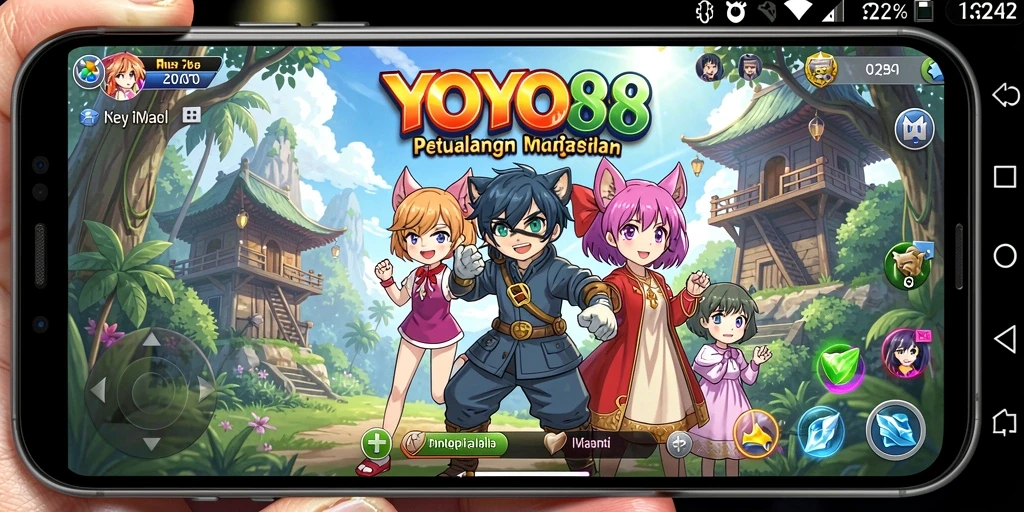Screenshot menunjukkan karakter Anime beraksi dalam gameplay yang seru.